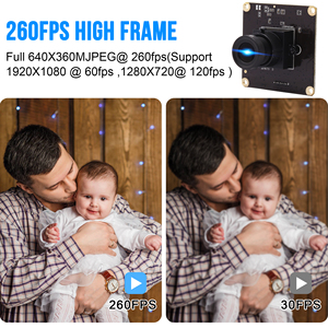 ELP ad alto tasso di fotogrammi 260fps 120fps 60fps 1080P USB modulo 3.6mm obiettivo 2MP fotocamera ad alta velocità per Raspberry Pi, Windows Linux - Product Image 3
