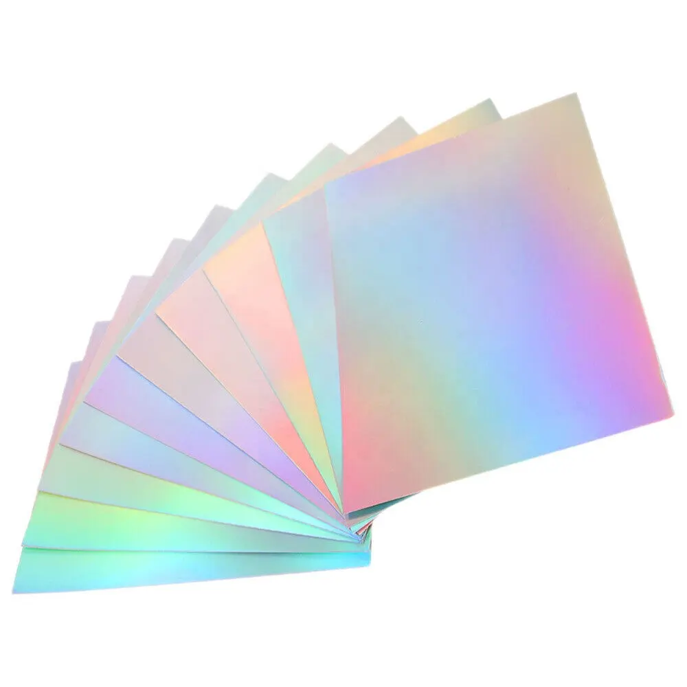 Espelho Holográfico Iridescente Espesso Brilhante Cardstock Laser Rainbow Rainbow Papel para Artesanato DIY Bolo Toppers Scrapbooking