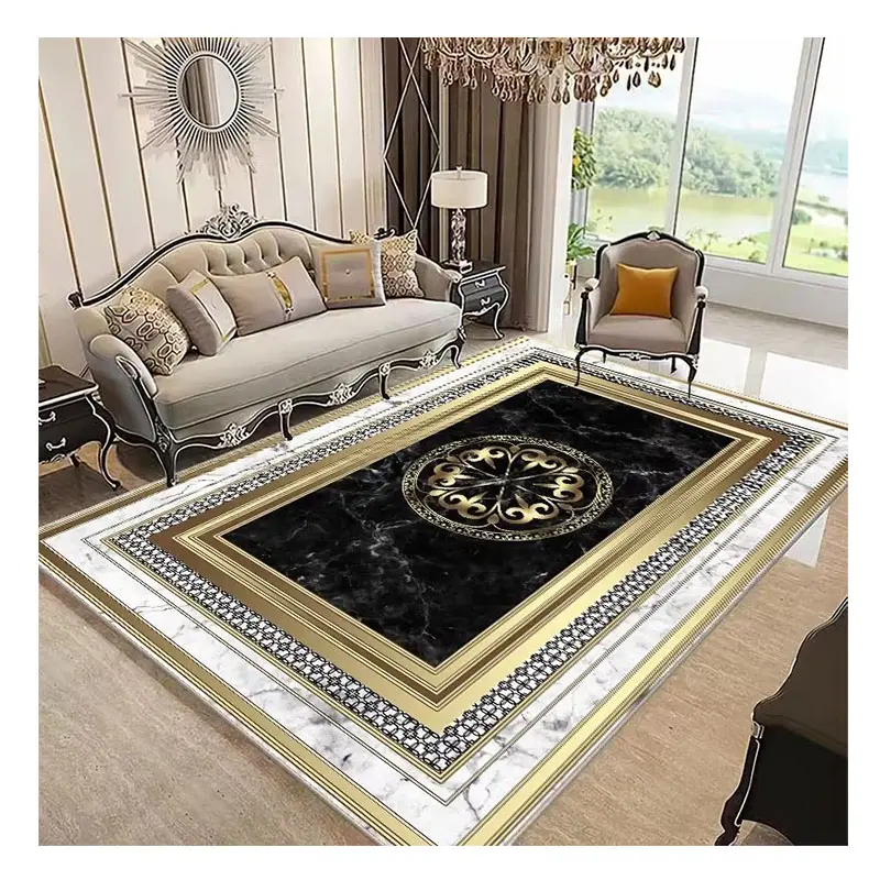 Luxury Living Room Carpet Decoration Home Golden Carpets Large Size Sofa Area Rug Hotel Hall Floor Mat Soft Anti-slip Washable