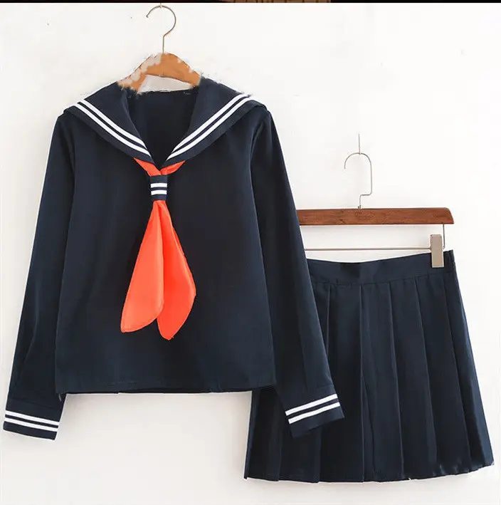 Minifalda de manga corta o larga para niñas, uniforme de Sailor, Cosplay JK, verano y otoño