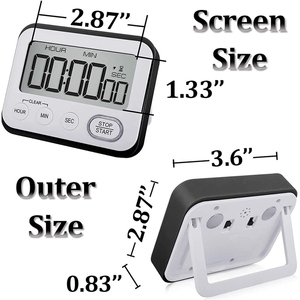 Timer da cucina digitale sveglia magnetica ad alto volume, ampio schermo LCD silenzioso/luminoso multifunzione - Product Image 3