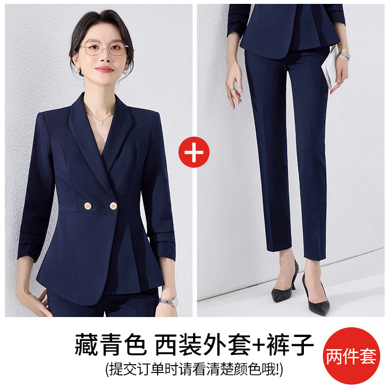 Navy blue suit trousers