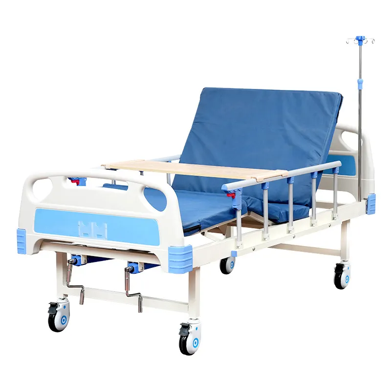 China mobiliário hospitalar equipamentos aço 2 manivelas manual dois função de cuidados de saúde hospitalares camas cama médica preço para idosos
