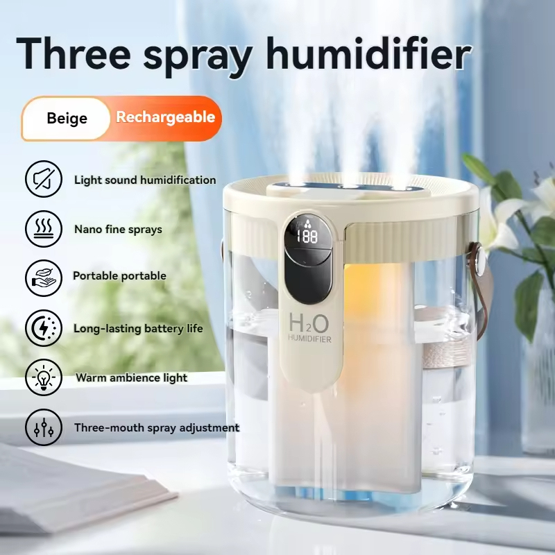 Triple-Spray Humidifier (Beige) USB Rechargeable Type