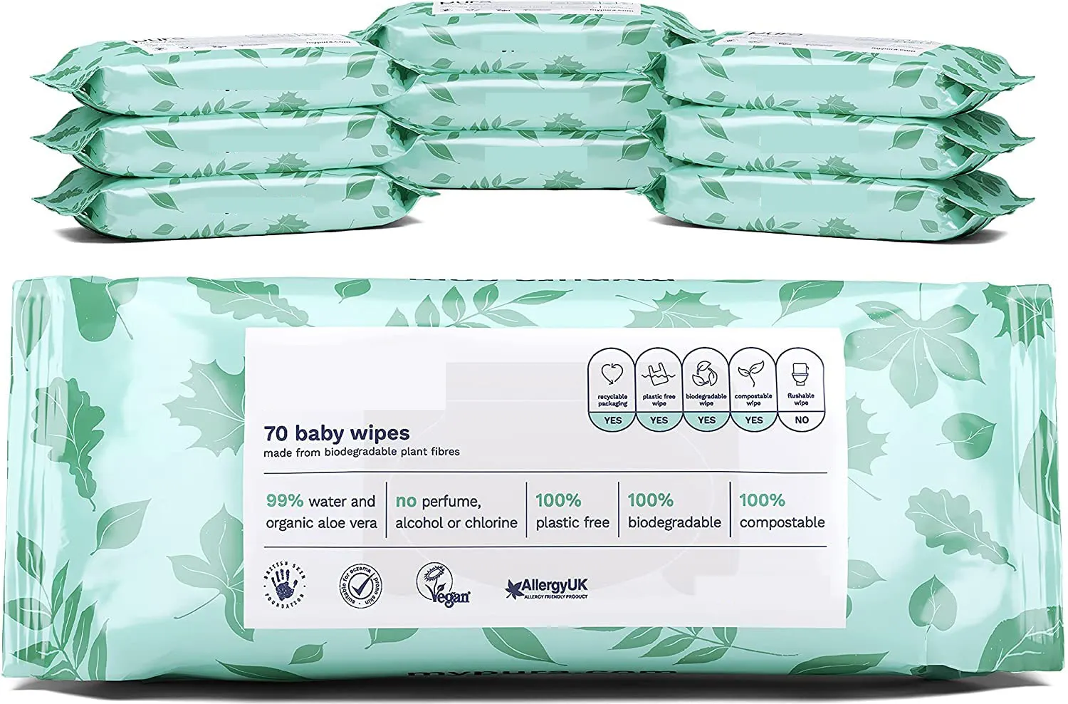 100% kunststoff freie biologisch abbaubare spülbare Baby tücher 10x70 pro Packung (700 Feucht tücher)