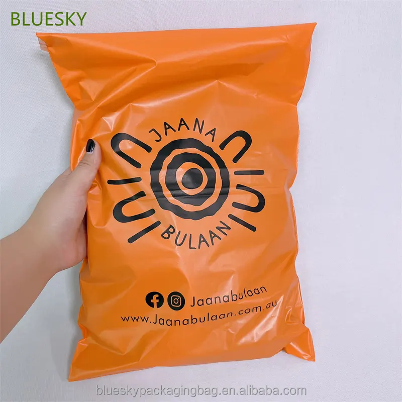 Benutzer definierter Druck helle Farbe Porto Logo orange Poly Mailer Express Kunststoff Kleidung Versand Verpackung Lieferung Post Kurier Taschen