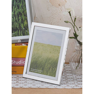 Modern <strong>6</strong> <strong>X</strong> <strong>8</strong> Inch Silver Steel <strong>Frame</strong> Picture <strong>Frame</strong> Simple Design Table Hanging Metal <strong>Frame</strong> Made of Iron and MDF - Product Image 1