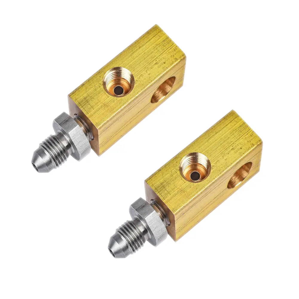 Kunden spezifische CNC-Bearbeitung Kupfer Messing Bremsleitung T-Fitting Anschluss block mit Armatur
