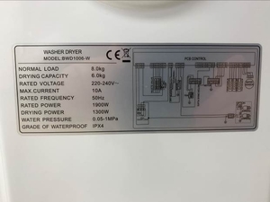 60cm Built-<strong>in</strong> Washer Dryer, 8kg Washing Capacity, 16 Wash <strong>Programs</strong> 7 Functions, Knob &amp; Digital Control - Product Image 6