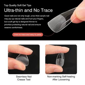 Toptan OEM 600 adet orta tabut kısa kare badem olmayan <span class=keywords><strong>C</strong></span> eğrisi jel X akrilik yumuşak jel uzatma Nail İpuçları