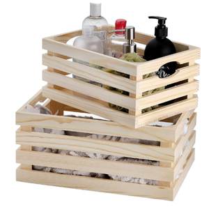3 Pack Wooden <strong>Nesting</strong> <strong>Crates</strong> with Handles, Wood Box <strong>Crate</strong> Farmhouse Storage Basket Container for Display <strong>and</strong> Organization