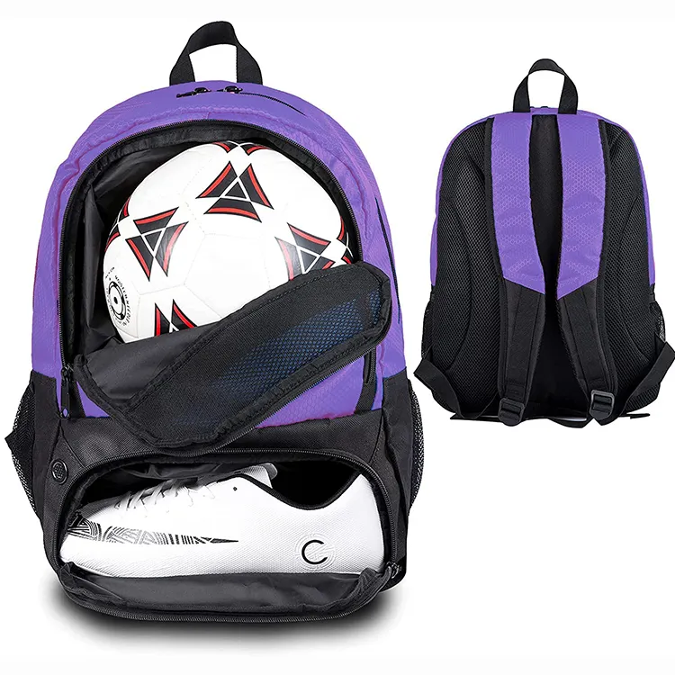 Custom logo bagpack gym sports youth soccer ball back pack basketball football bag with shoe compartment