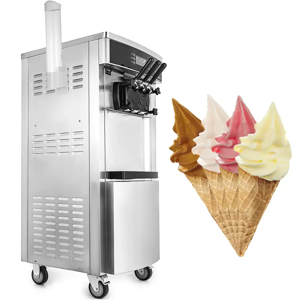 Schlussverkauf Softeis-Maschine kommerziell YKF-8228T mit 2+1 Geschmacksrichtungen vertikale Eismaschine 2200 W Eis Bar-Maschine