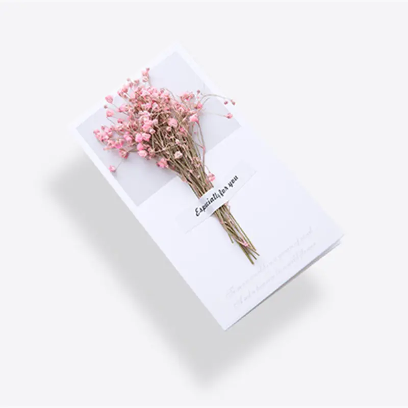 Gypsophila flores secas escritas à mão, cartão de visita, aniversário, presente, casamento, uso, festa