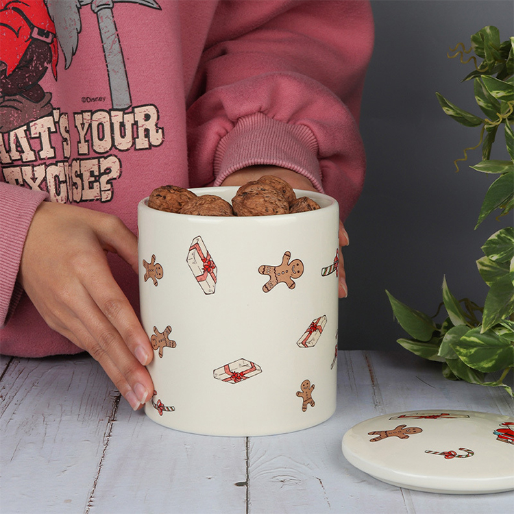 Modern Nordic Custom Kitchen Food Cookie Coffee Tea Suger Ceramic Storage Jar gift jar With Bamboo Lids