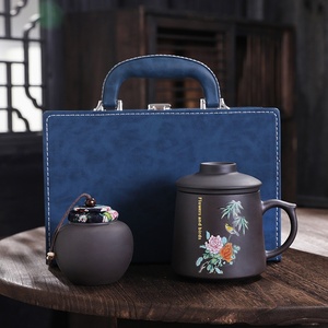 High-End Modern Purple Sand <strong>Cup</strong> for Women Customizable Ceramic Filtration for Tea Water Separation Three-Piece Set for Office - Product Image 5