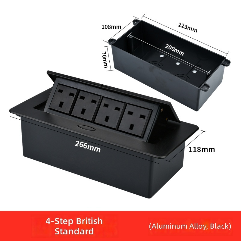 Four-pin three-hole hong kong plug-black