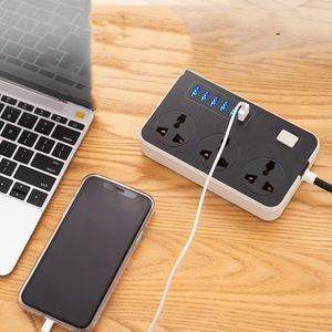 Enchufe con 6 USB Hogar Multifunción Reino Unido Enchufe DE LA UE Agujero múltiple con enchufes de bloque de terminales de interruptor - Product Image 5