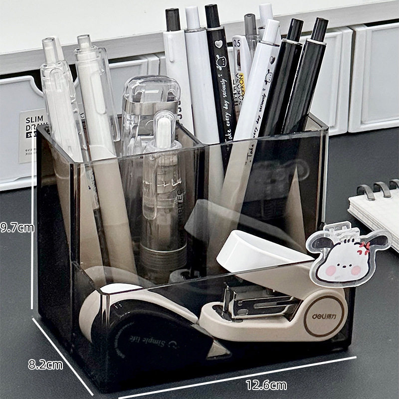PET three-compartment storage box (transparent gray)