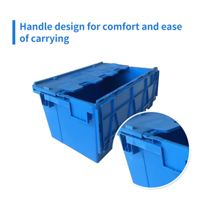 Cajas y contenedores de almacenamiento de contenedores de plástico para transporte en movimiento de alta resistencia apilables y anidables de PP al por mayor con tapa - Product Image 4