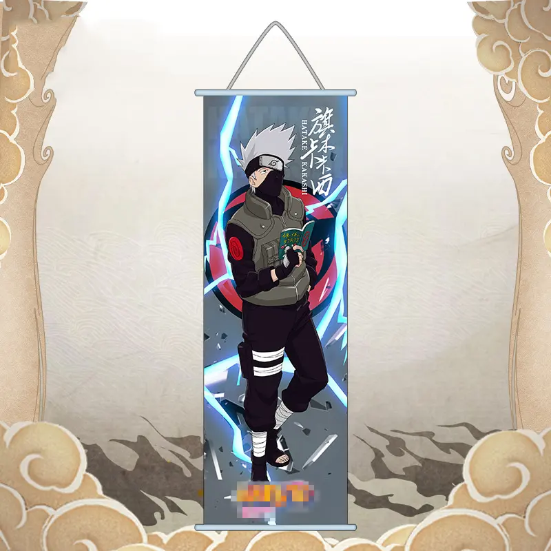 Grosir kustom cetakan Anime Poster gulir Kakashi Sasuke menggantung gambar figur Anime gulir dinding Poster