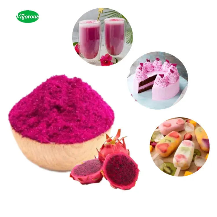 100% Semprot Murni dan Beku Kering Organik Pink Pitaya Bubuk Buah Naga Merah dengan Rasa Yang Baik