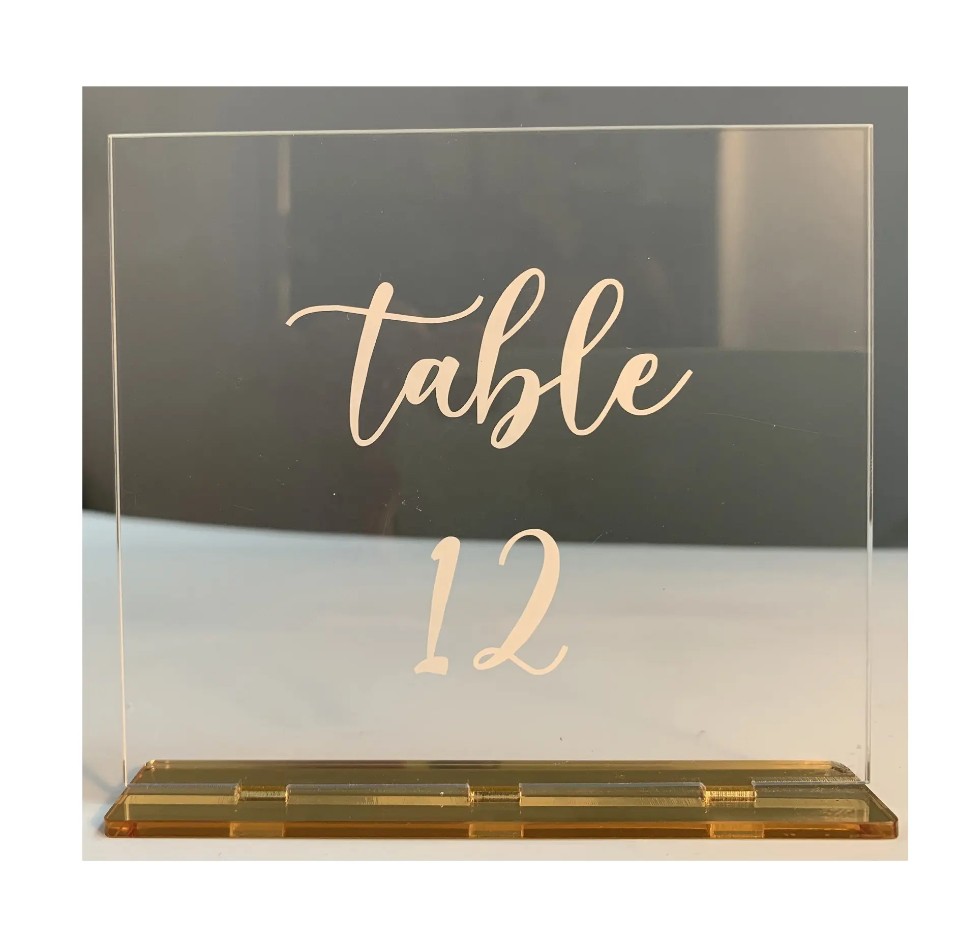 Custom Acrylic Wedding Table Numbers Gold White Wedding Table Number Place Card Holder