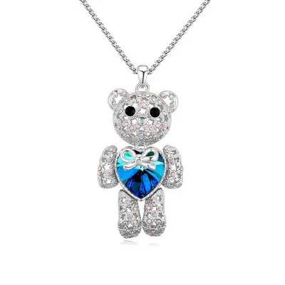 BNX-Colgante con forma de oso para niña, Collar chapado en oro de circón, colgante de oso de peluche de diamante