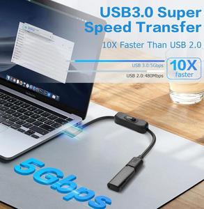 90 derece USB 3.0 uzatma kablosu tip A erkek kadın ile On/Off güç anahtarı Cablefor LED şeritler, USB Fan, dizüstü bilgisayarlar, TV 1FT - Product Image 5