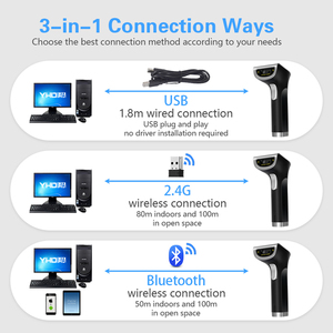 YHDAA alta calidad 2D Bluetooth Android IOS sistema escáner de código de barras lector de código de barras Qr código escáner de código de barras con pantalla - Product Image 6
