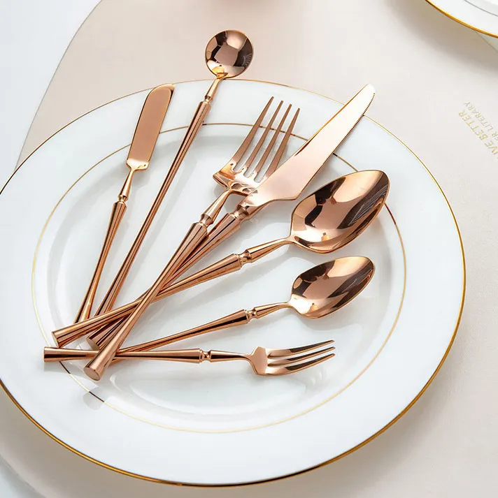 Stainless Steel Western Cutlery Set souvenir gift High Level stainless steel flatware rose gold color Knife spoon fork