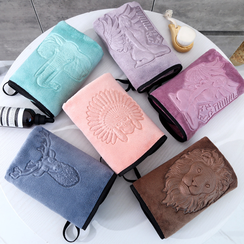 Custom / Stock 3D Logo Towels Microfiber Tridimensional Emboss for Hand Face Bath Set Washcloth Sports Gym Sweat Salon Spa Gift