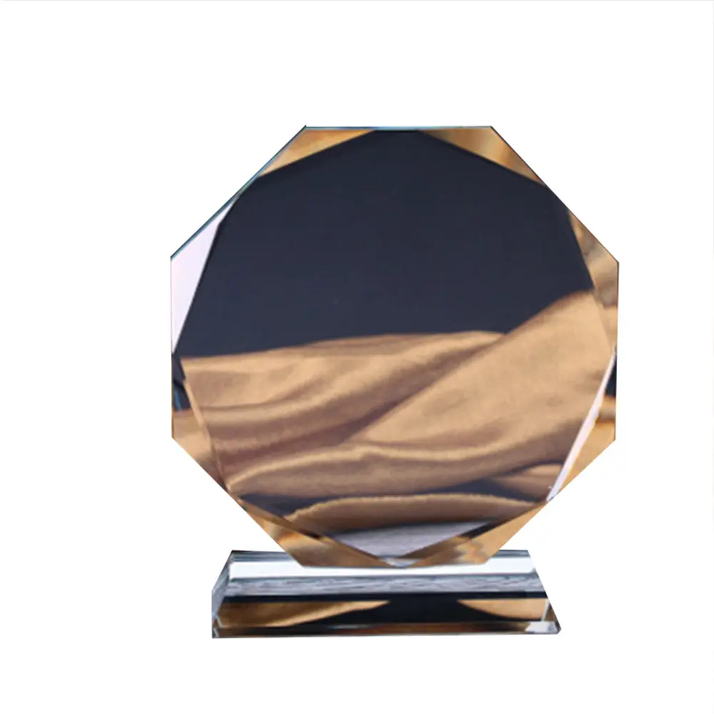 مخصص الجودة 3d نقش ، جولة فارغة الزجاج K9 جائزة كأس للبطولات بلوري الشكل نصب تذكاري لوحي/