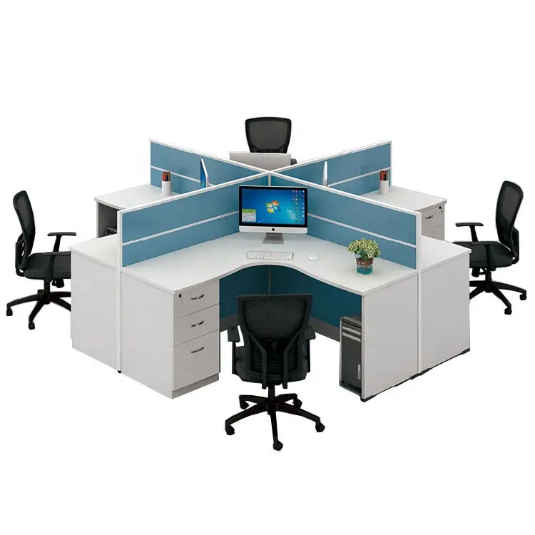 Personnalisé Bureau poste de travail ordinateur 4 Personnes Cabine De table bureaux et postes de travail système de cloisons modulaire moderne