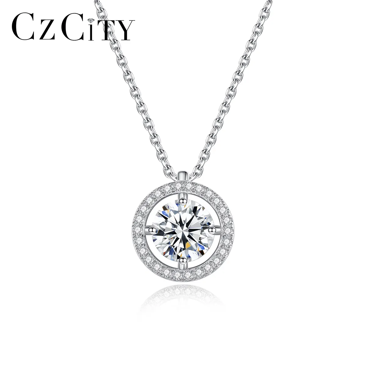 CZCITY Woman Pendant Elegant Wedding Circle Coin Pendant For Making Moissanite Diamond Necklace
