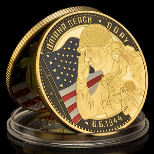 Normandy D-Day <strong>1944</strong> Omaha Beach Tribute Badge Gold Plated Souvenir Coin for History Lovers Collection