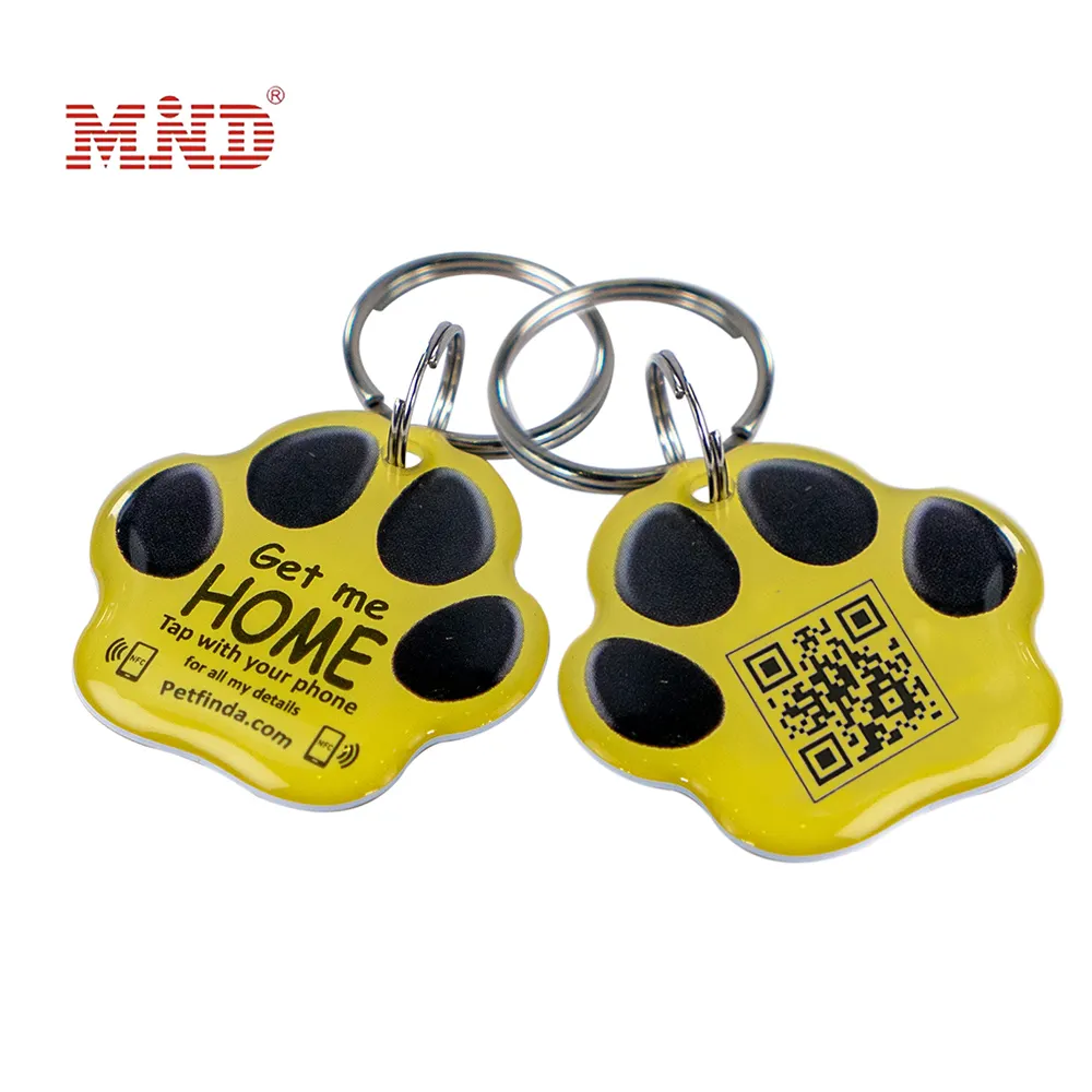 Venta caliente impermeable código QR etiqueta para mascotas epoxi NFC etiqueta para mascotas RFID epoxi NFC etiqueta para perros