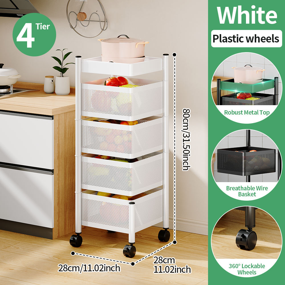 4 Tier white square basket