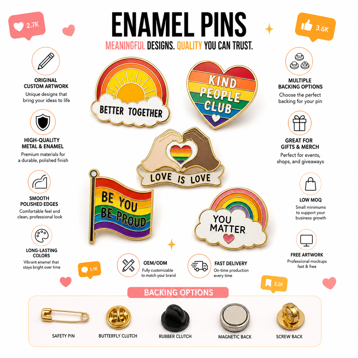 Pin de esmalte suave o duro