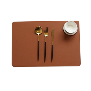批发定制标志PU皮革桌垫矩形双面餐垫餐桌垫黑色 & 棕色 - Product Image 2