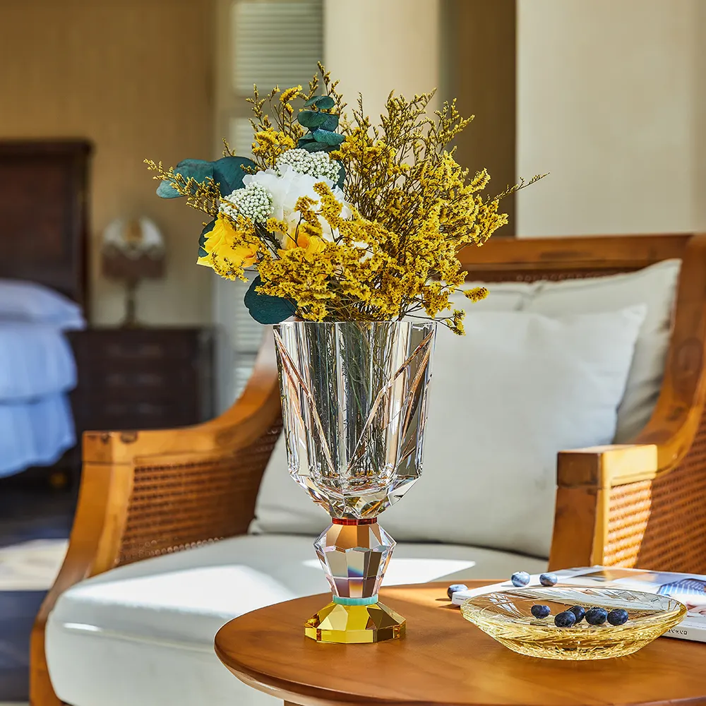 Son ürünler düğün parti için masa süsü cam kuru çiçek vazo temizle Modern kristal vazo oturma odası