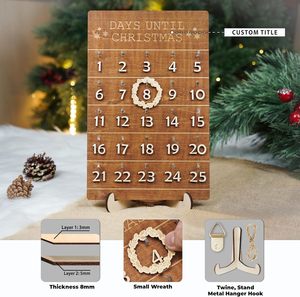 2024 Giáng sinh phiêu lưu lịch: Gỗ đếm ngược treo tường, Merry Xmas cửa trước dấu hiệu cho trẻ em gia đình kỳ nghỉ bên - Product Image 2
