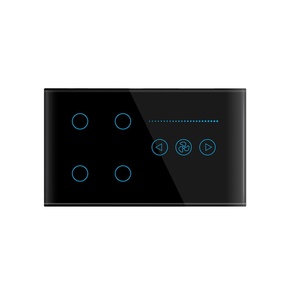 Tuya Smart Wifi Glass Panel 4mm Smart 4 Gang&amp;1 Fan US <strong>Switch</strong> with Child Lock and Back Light Control Memory Function <strong>120</strong> Style - Product Image 1