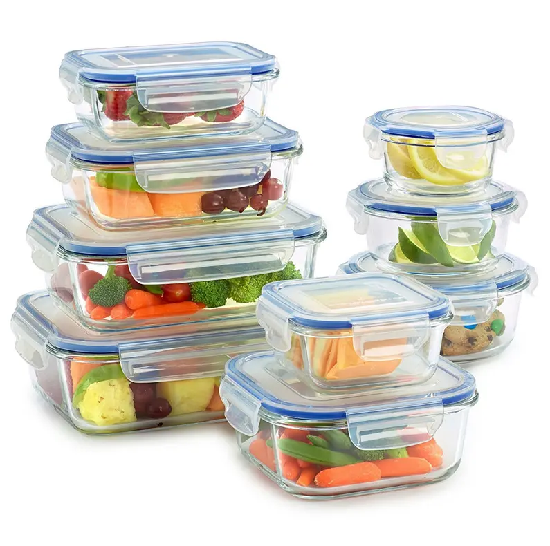 Eco friendly 30 pcs set glass food container with airtight locking lid