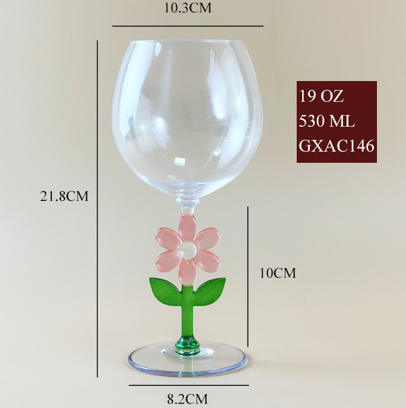 Flower midpillar wine glass