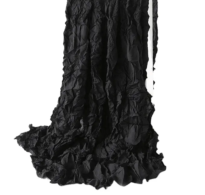 Tela plisada esponjosa con textura de crepé de gasa y poliéster, nuevo estilo, para vestido de primavera, con bajo nivel de pedido, 2021