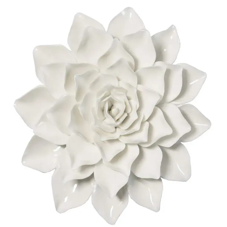 White ceramic wall flower dcecor art painting flower