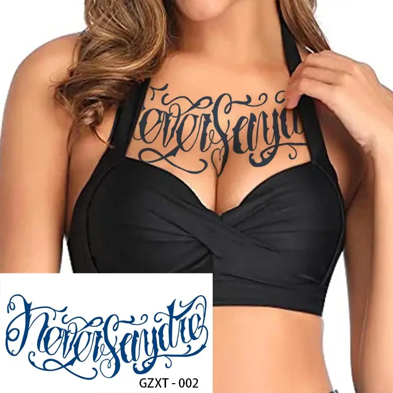 Durable 15 jours tatouages pour poitrine sein dos hommes femmes Sexy Body Art temporaire étanche tatouages autocollants