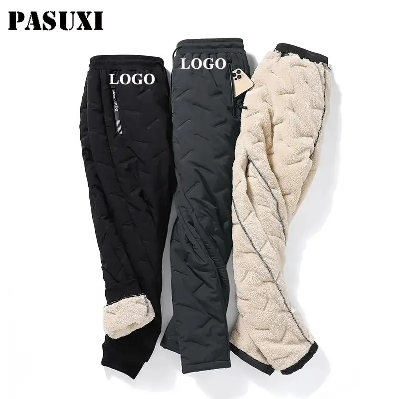 PASUXI, superventas, entrega rápida, pantalones cálidos de invierno para hombre, pantalones impermeables de lana de peso pesado, pantalones para correr al aire libre