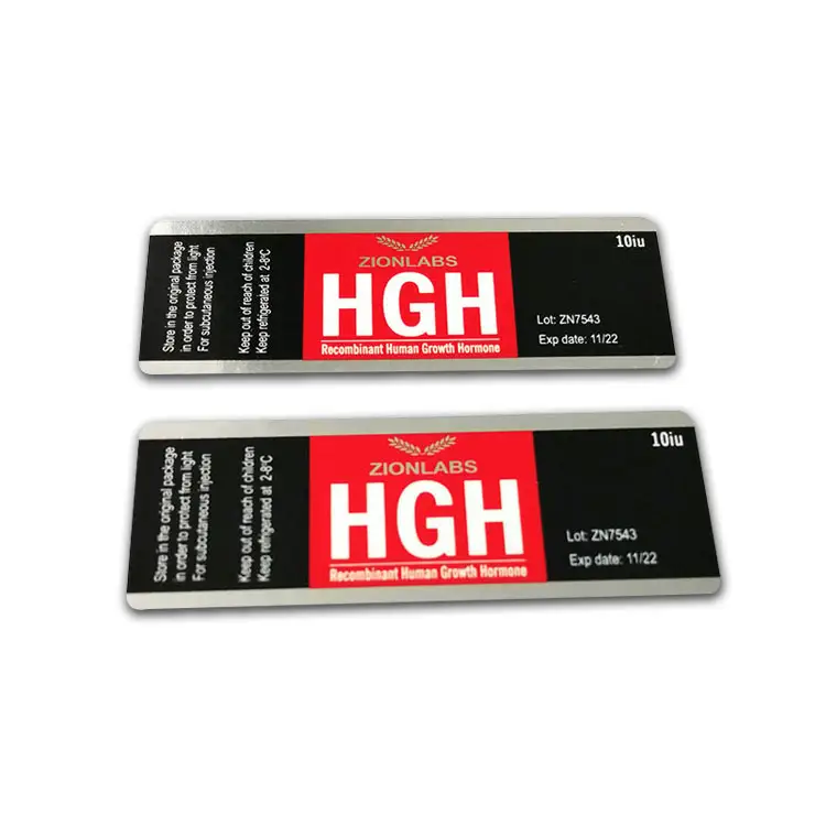 Inyecciones de Bodybuildinng personalizadas de alta calidad y etiqueta adhesiva para embalaje de vial de 10ml, hgh, hormona del crecimiento